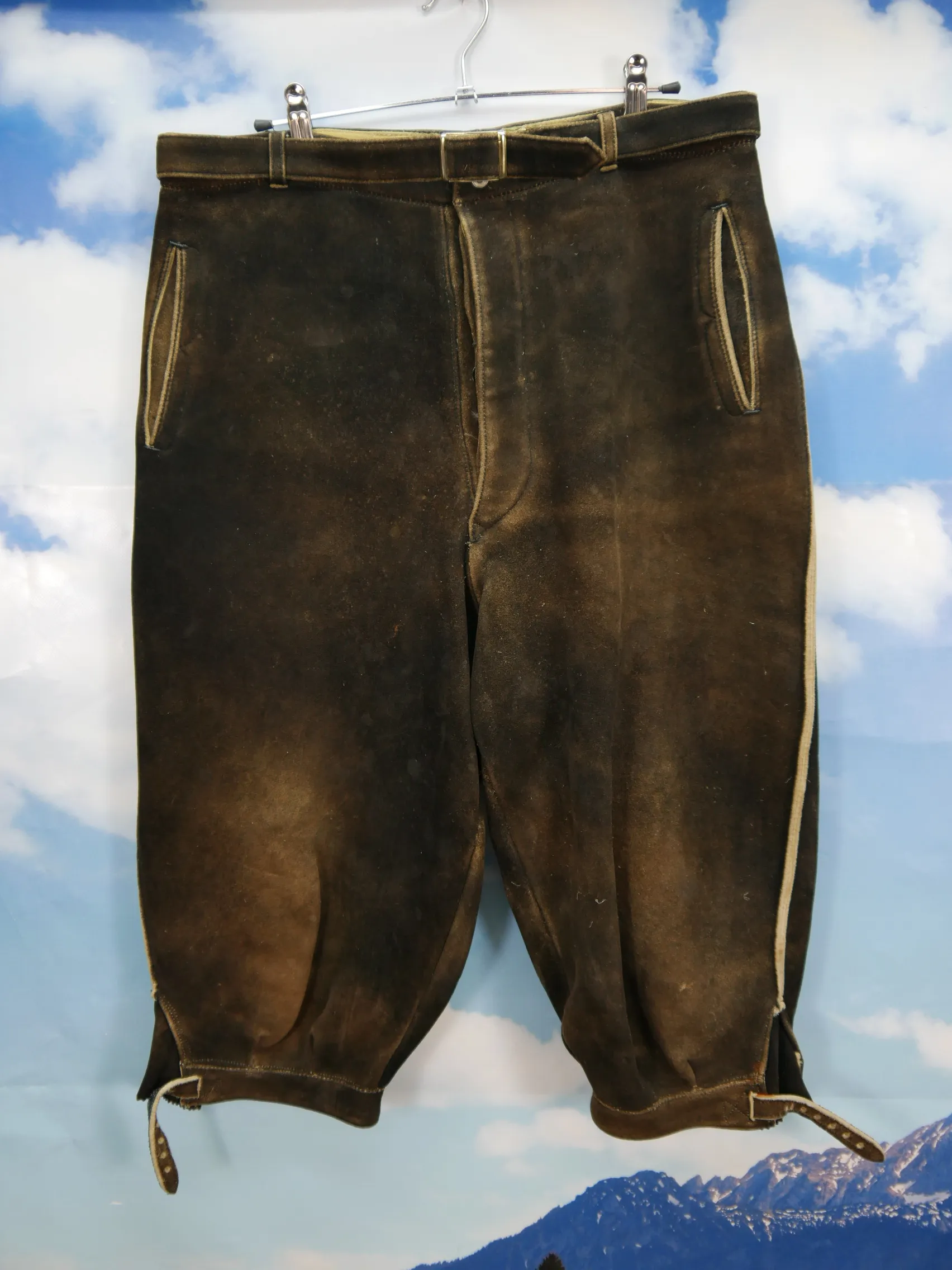Bergfreund sämisch Elch Antik Handarbeit Herren Trachten Lederhose Gr.52