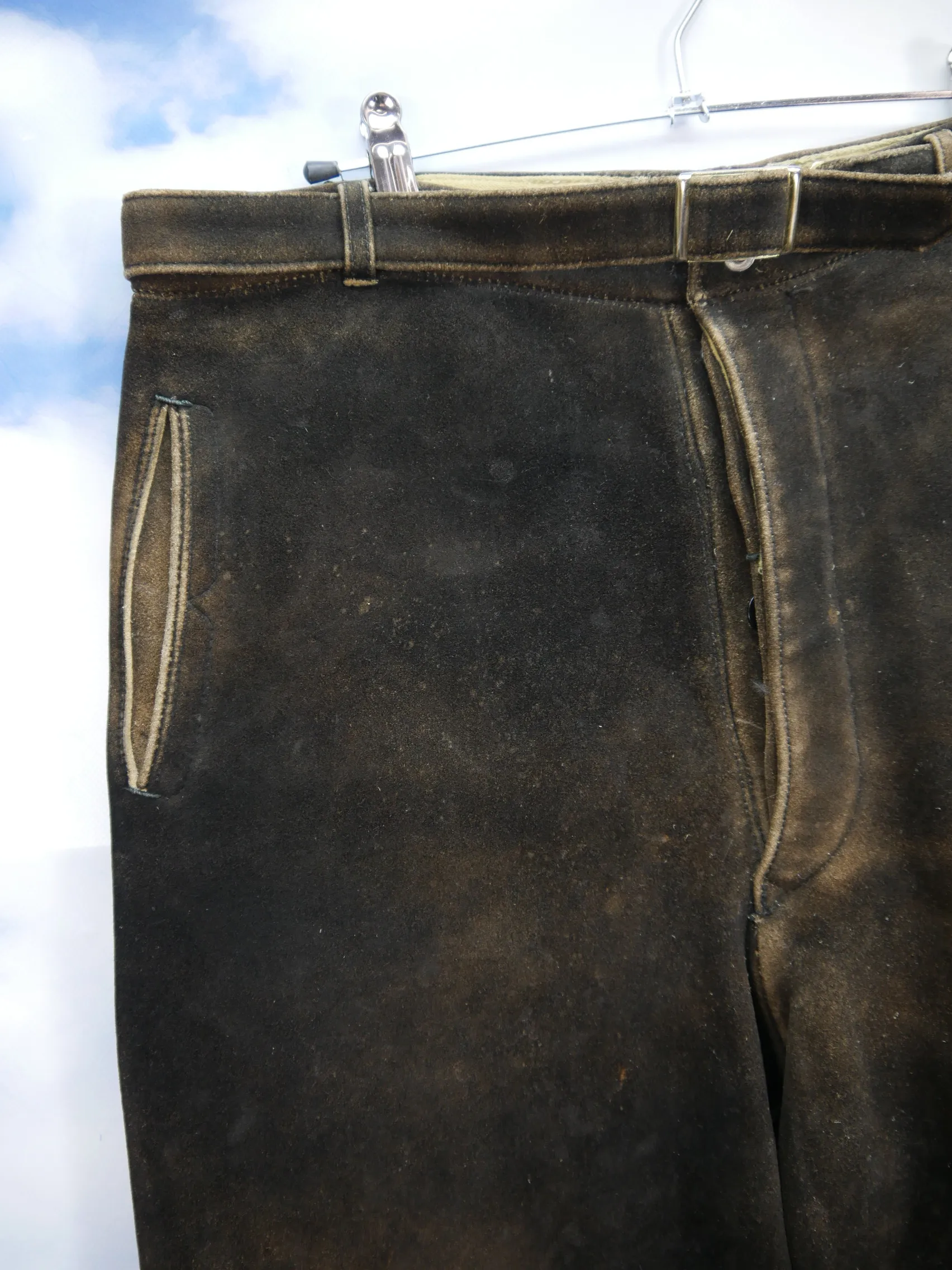 Bergfreund sämisch Elch Antik Handarbeit Herren Trachten Lederhose Gr.52