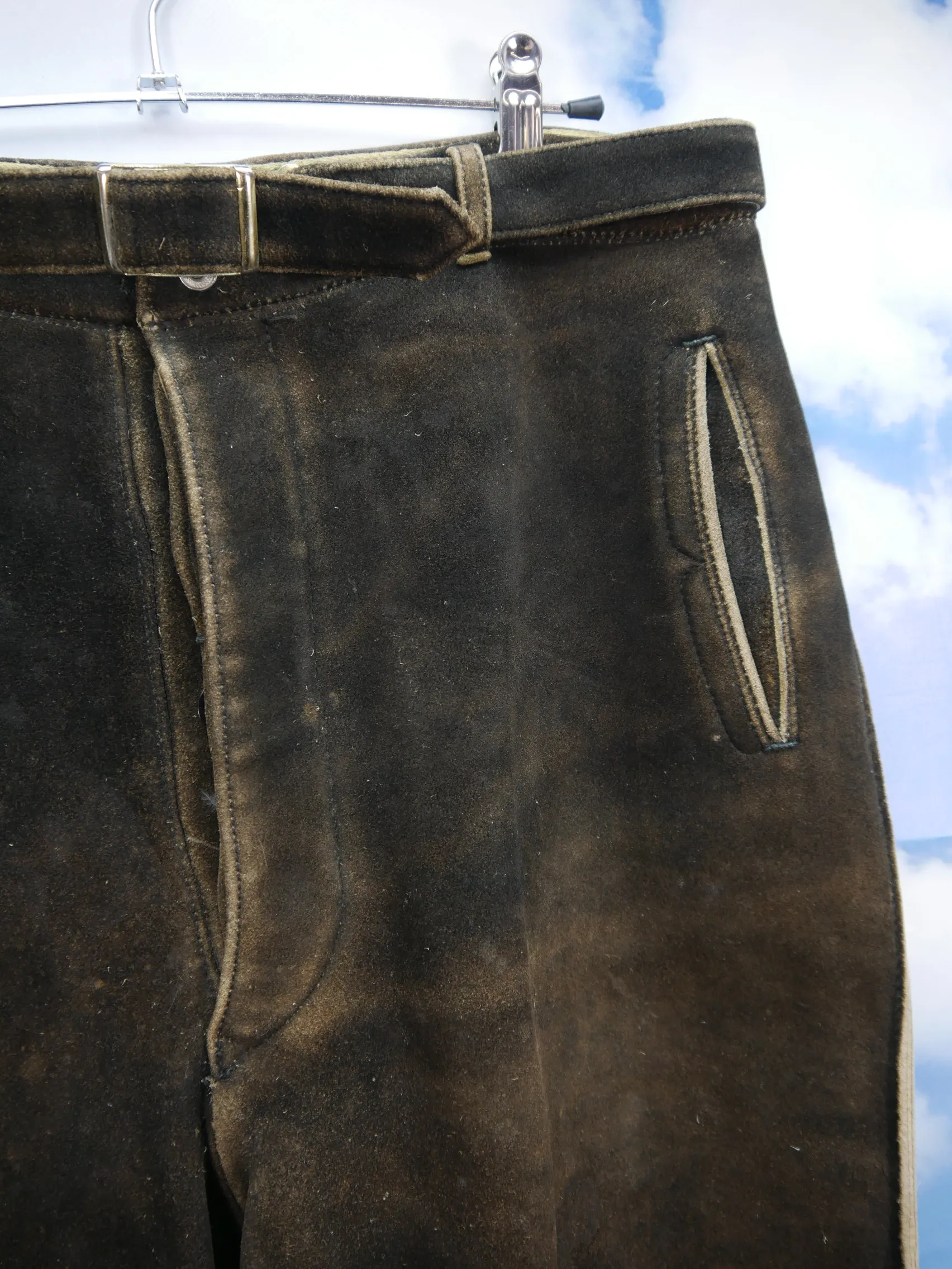 Bergfreund sämisch Elch Antik Handarbeit Herren Trachten Lederhose Gr.52