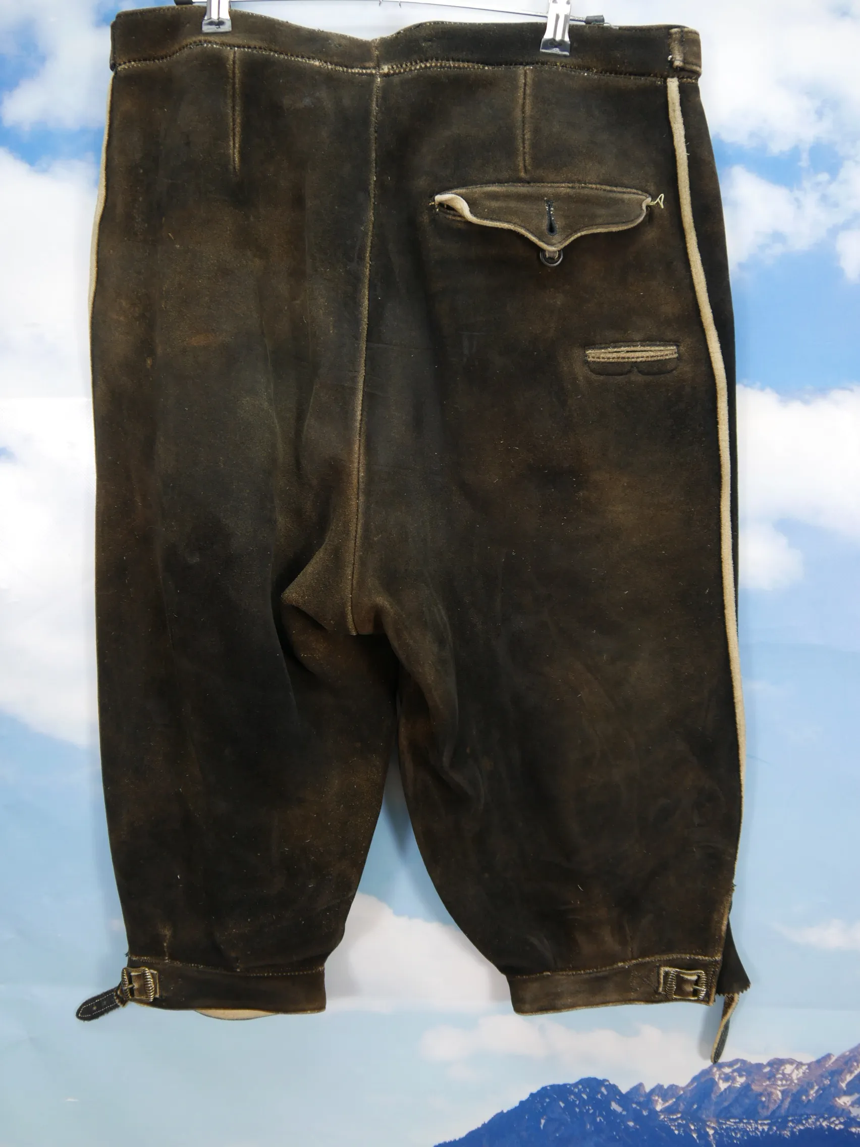 Bergfreund sämisch Elch Antik Handarbeit Herren Trachten Lederhose Gr.52