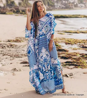 Bohostyle Vintage Print Maxi Sommerkleid Beachwear