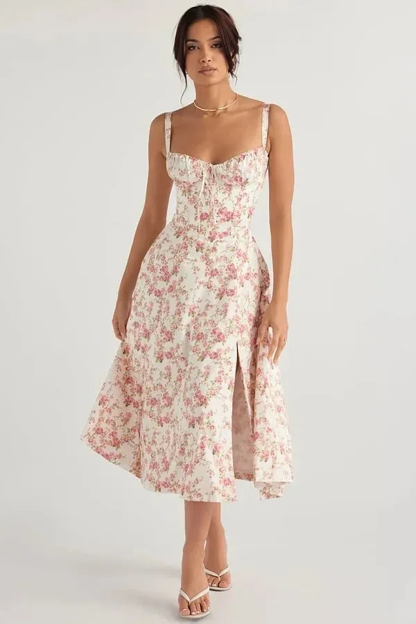 Carmen | Bequemes Bustier-Sommerkleid mit Blumendruck