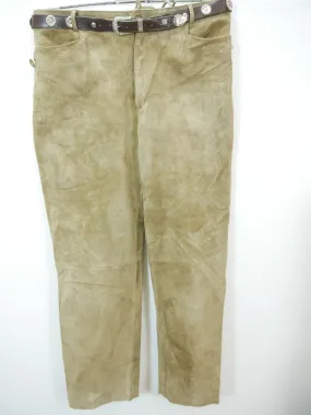 Dezente Taschen Stickerei lange Distler Lederhose gut erhalten braun Gr.52