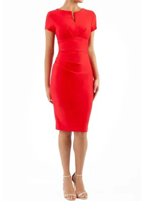 Diva Catwalk Donna Short Sleeves 50's Etuikleid Electric Rot