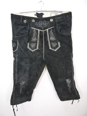 Konventionelle Oktoberfest Stickerei Lederhose Kniebund in schwarz Gr.48