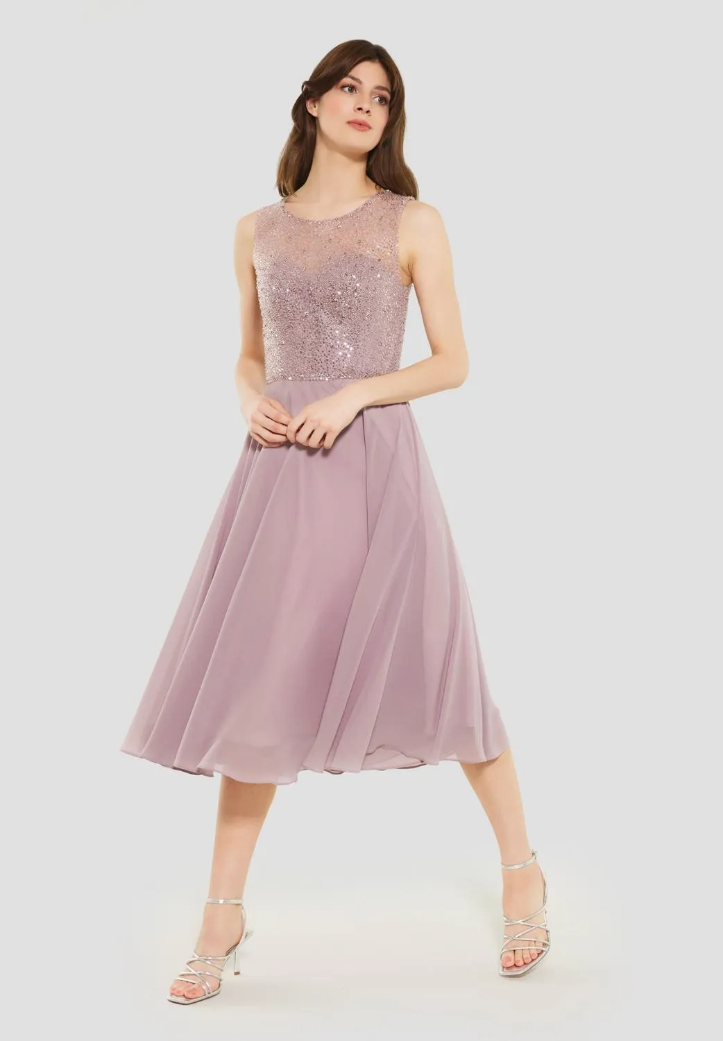 Midikleid aus Paillette mit Chiffon Rock