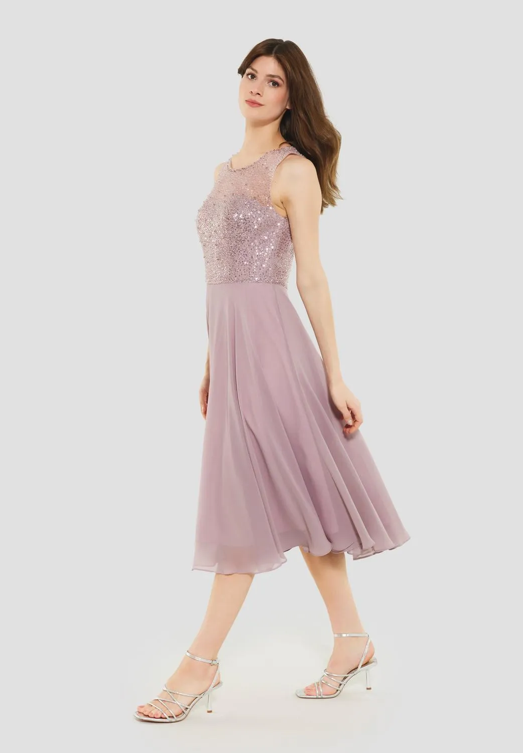 Midikleid aus Paillette mit Chiffon Rock