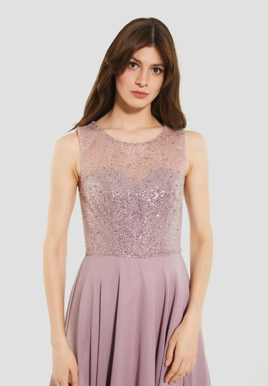 Midikleid aus Paillette mit Chiffon Rock