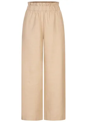 ONLY Damen High-Waist Paperbag Culotte Stoffhose mit weitem Beinschnitt oxford tan braun
