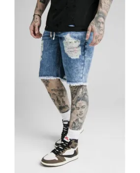 Sik Silk Relaxed Floral Pixel Denim Shorts