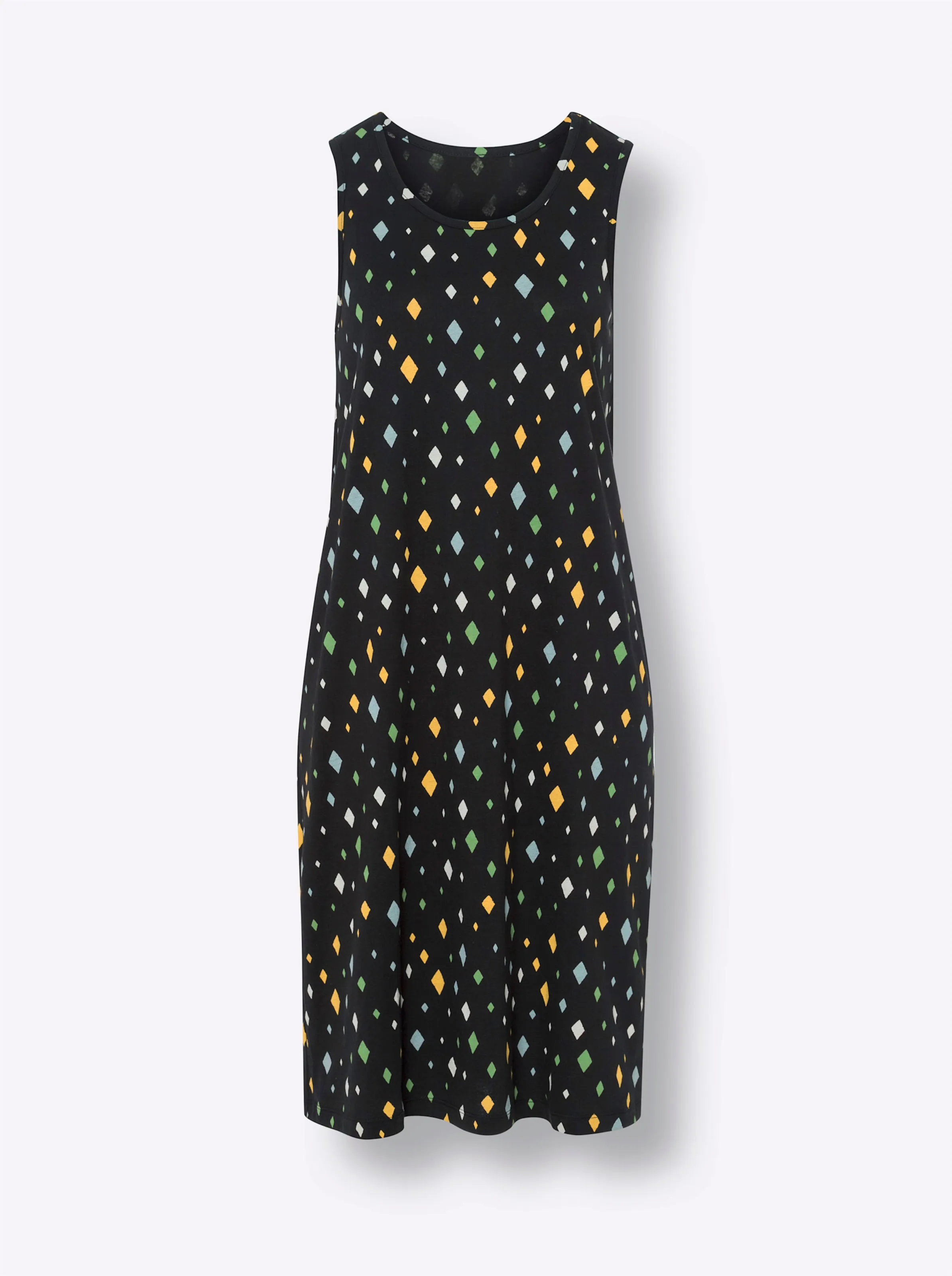 Sommerkleid in schwarz-gelb-bedruckt